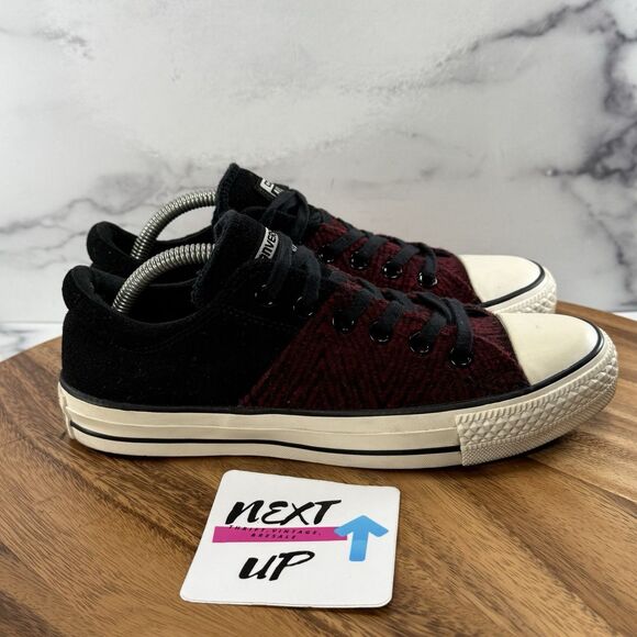 Women’s size 7-Converse All Star Red Plaid Low Sneakers Casual Classic Shoe - Picture 3 of 9